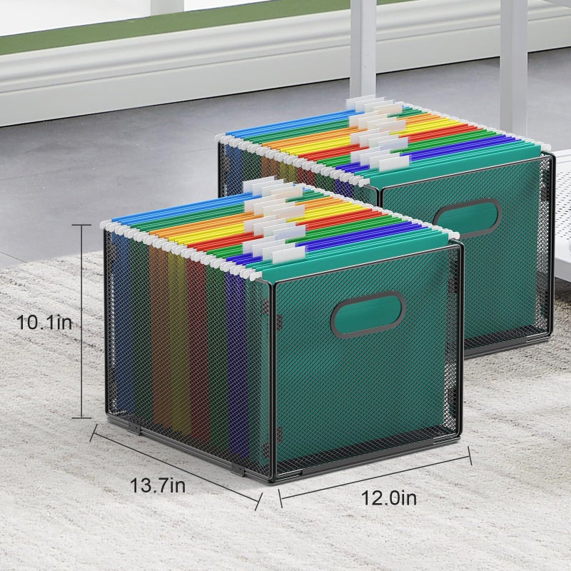 samstar 2 Pack Hanging File Organizer, Mesh File Folder Box Filing Box File Cabinet Organizer Storage Boxes, Letter Size - Image 3